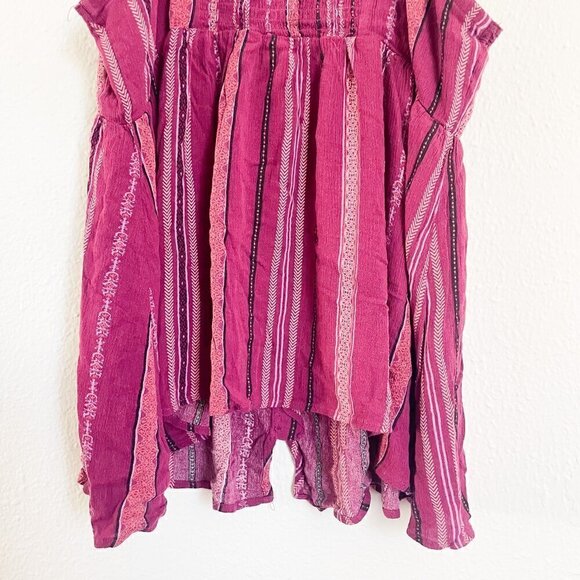 Torrid Babydoll Crepe smocked back textured v-neck striped Tank top size large - Picture 10 of 13